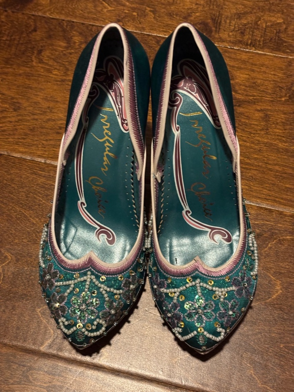 Irregular Choice Teal Embellished Pointed Heels